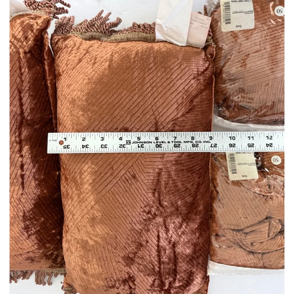 JCPenney Marrakech Rust Chenille 4pc Lot 2 Oblong Pillows & 2 Euro Shams NEW